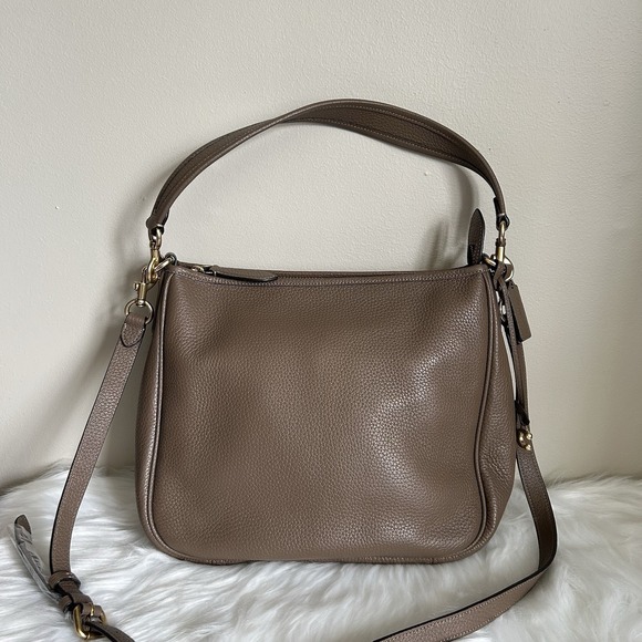 Coach Handbags - Coach Cary Dark Stone Pebbled Leather‎ Shoulder Bag CC435 Excellent